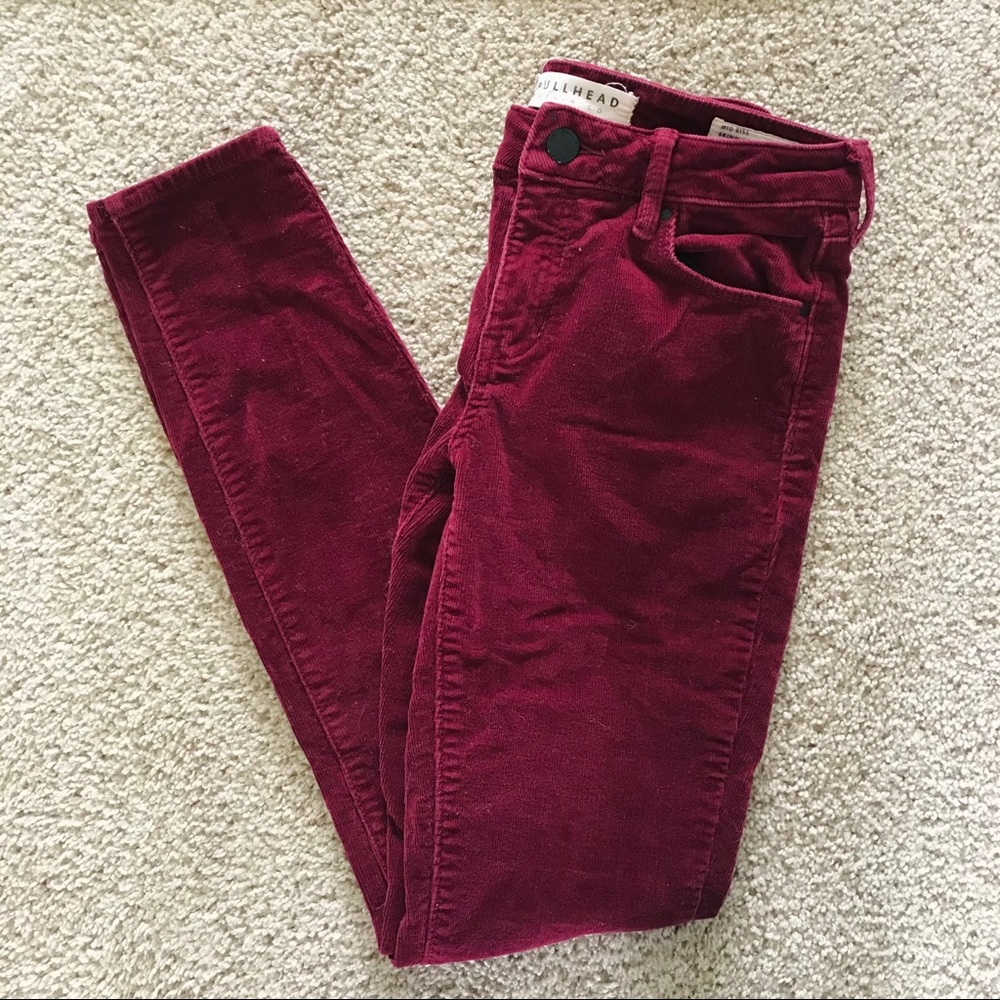 Bullhead Corduroy Skinny Jeans (maroon)